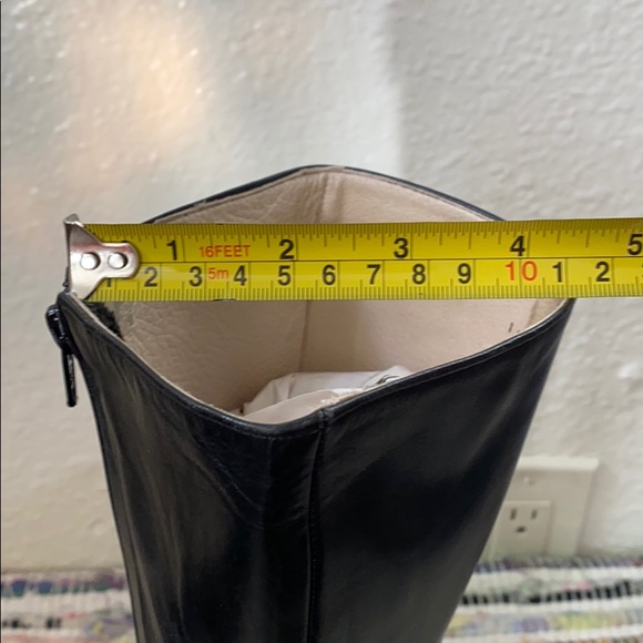 SOLD:.90s Black Leather Mid-Calf Chunky Boots - Picture 15 of 16